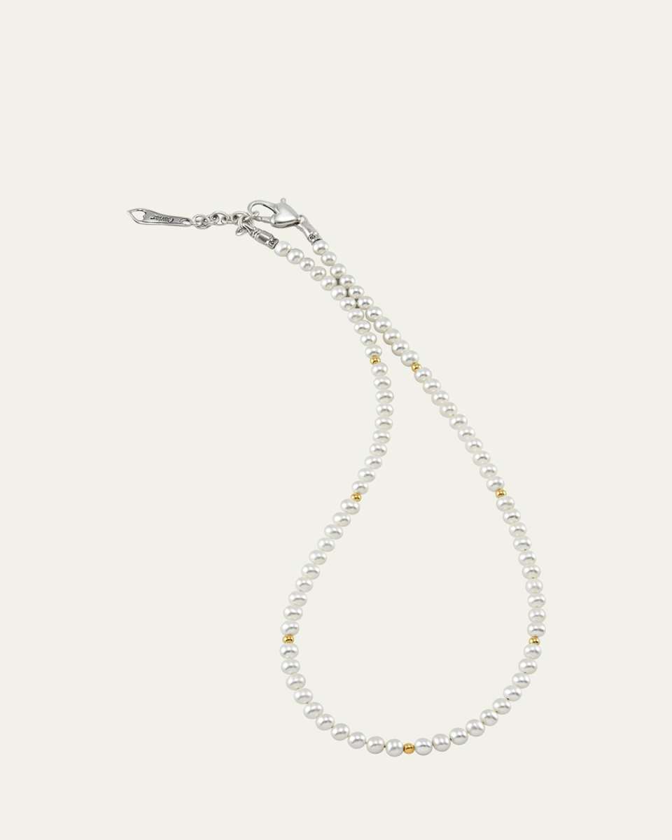 Kinder Pearl Necklace with 18k Gold Cavier Beaded Accents